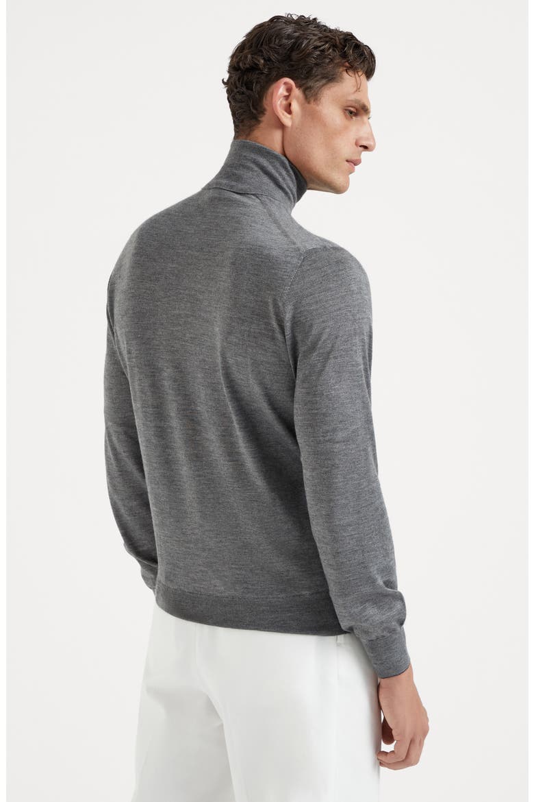 Cashmere and silk lightweight turtleneck sweater, Alternate, color, Dark Grey