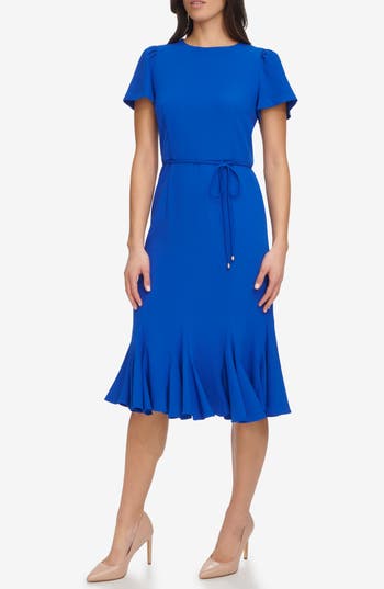 Tommy Hilfiger Women's Crepe Trumpet-skirt Midi Dress In Mjrelle Blue