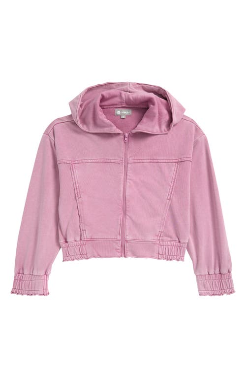 Shop Tractr Kids' French Terry Zip-up Hoodie In Rose Pink