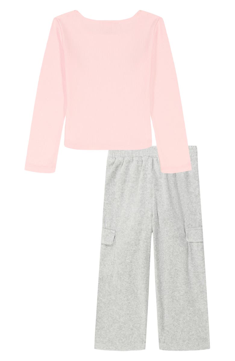 Juicy Couture Kids' Crystal Embellished Long Sleeve T-Shirt & Pants Set, Alternate, color, Ballet/ Light Heather Grey