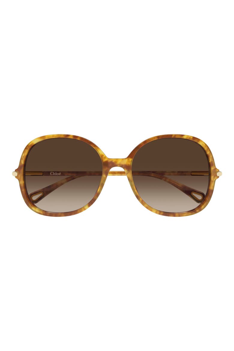 57mm Gradient Round Sunglasses, Main, color, SHINY HAVANA BLONDE