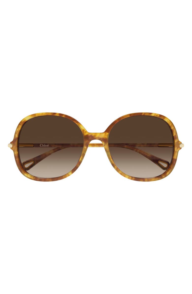 Chloé 57mm Gradient Round Sunglasses, Main, color, Shiny Havana Blonde