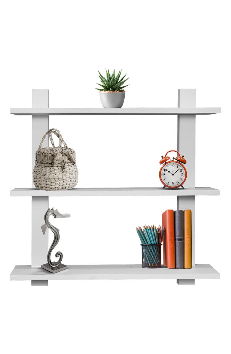 SORBUS White 3-Tier Floating Shelf, Alternate, color, White