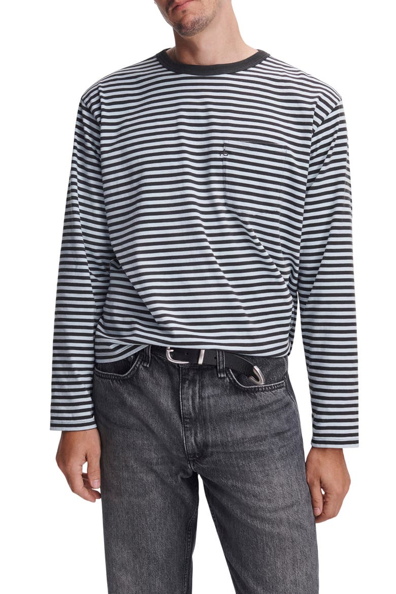 Boxy Striped Long Sleeve T-Shirt, Main, color, LIGHT BLUE MEDIUM