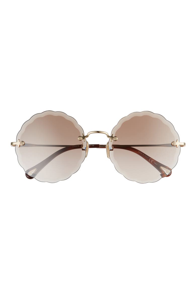 60mm Gradient Round Sunglasses, Main, color, GOLD/ BROWN GRADIENT