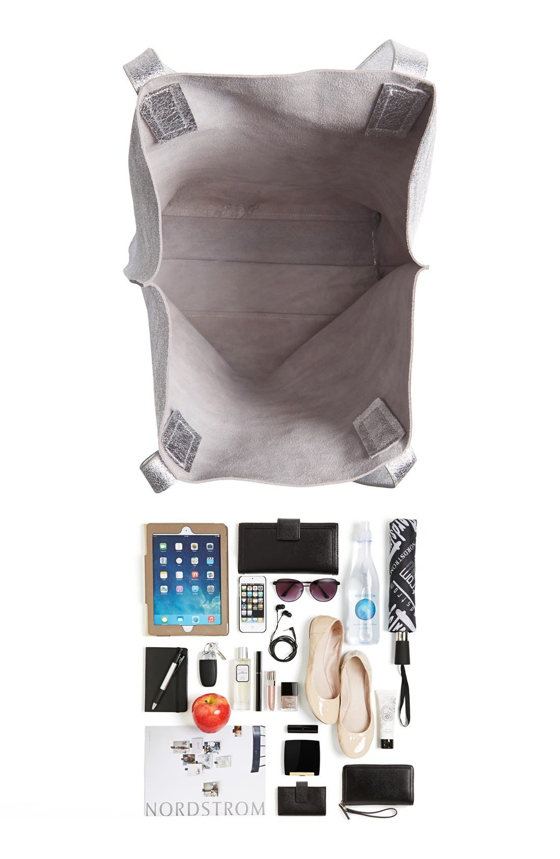 Street Level Metallic Leather Tote, Alternate, color, 