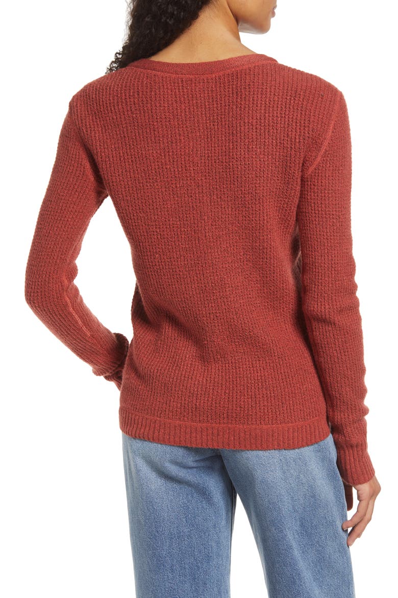 Cozy Waffle Sweater Henley, Alternate, color, RUST SPICE