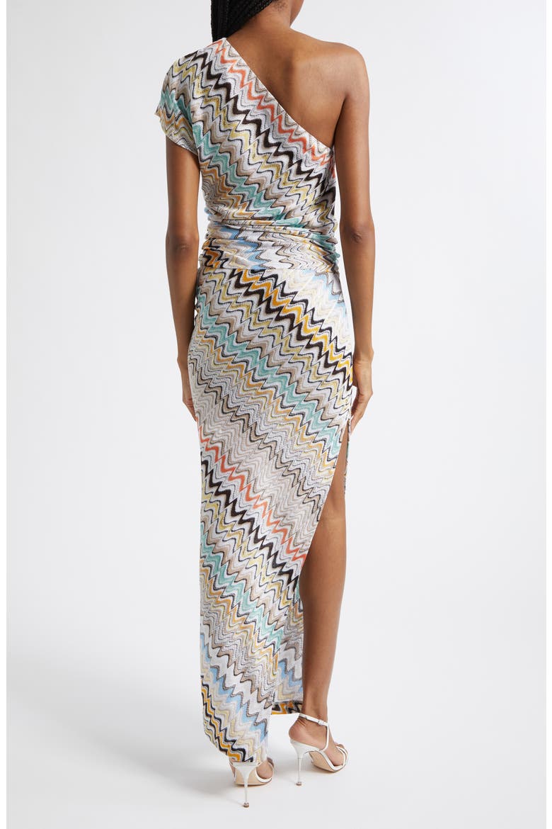 Stripe One-Shoulder Crochet Knit Maxi Dress, Alternate, color, SMSNN-MULTICOLOR BEIGE LT BS