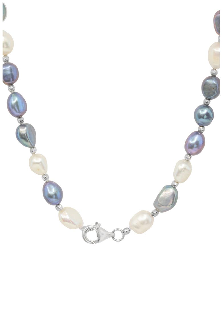 Sterling Silver Freshwater Pearl Necklace, Alternate, color, GREY