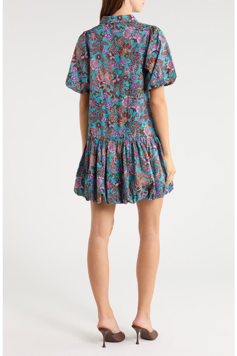 Staci Floral Bubble Hem Cotton Dress, Alternate, color, TEAL MULTI