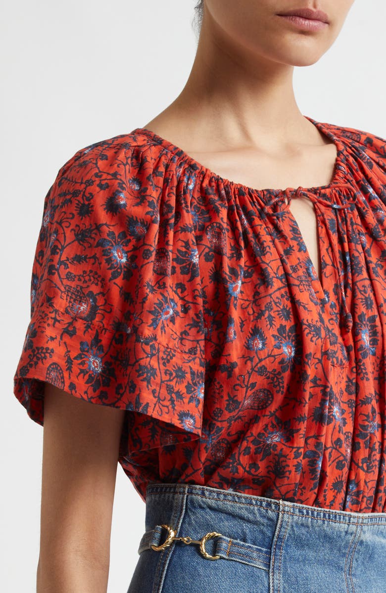 Ulla Johnson Sena Flutter Sleeve Cotton Blend Top, Alternate, color, 