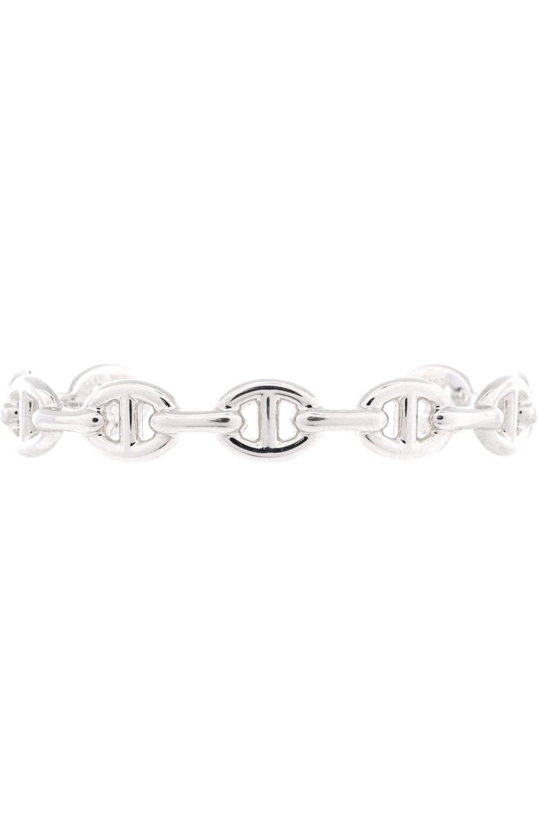 Pre-Owned Hermes Chaine d'Ancre Enchainee Cuff Bracelet Sterling Silver Medium, Main, color, Silver