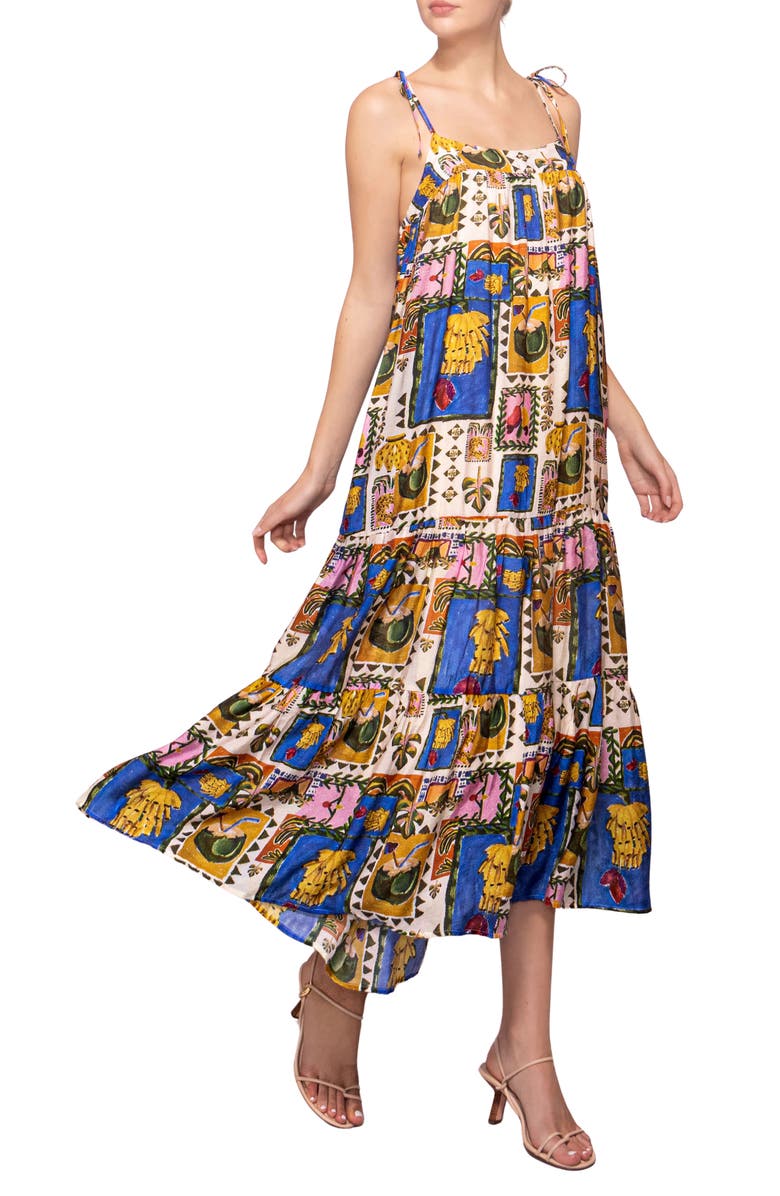 MELLODAY Trapeze Maxi Sundress, Alternate, color, Multi Patchwork