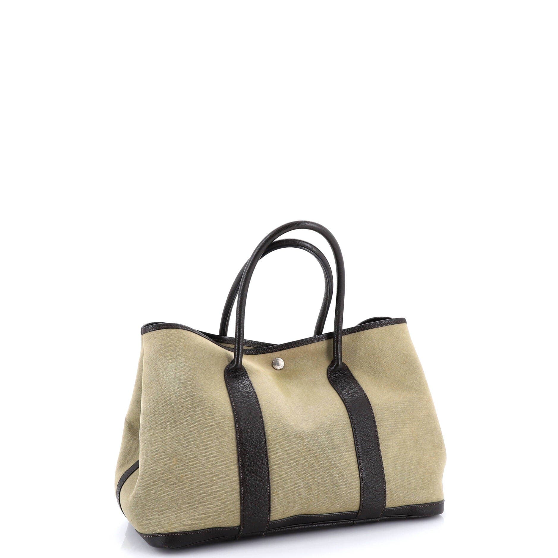 Pre-Owned Hermes Garden Party Tote Toile and Leather 36, Alternate, color, Kaki