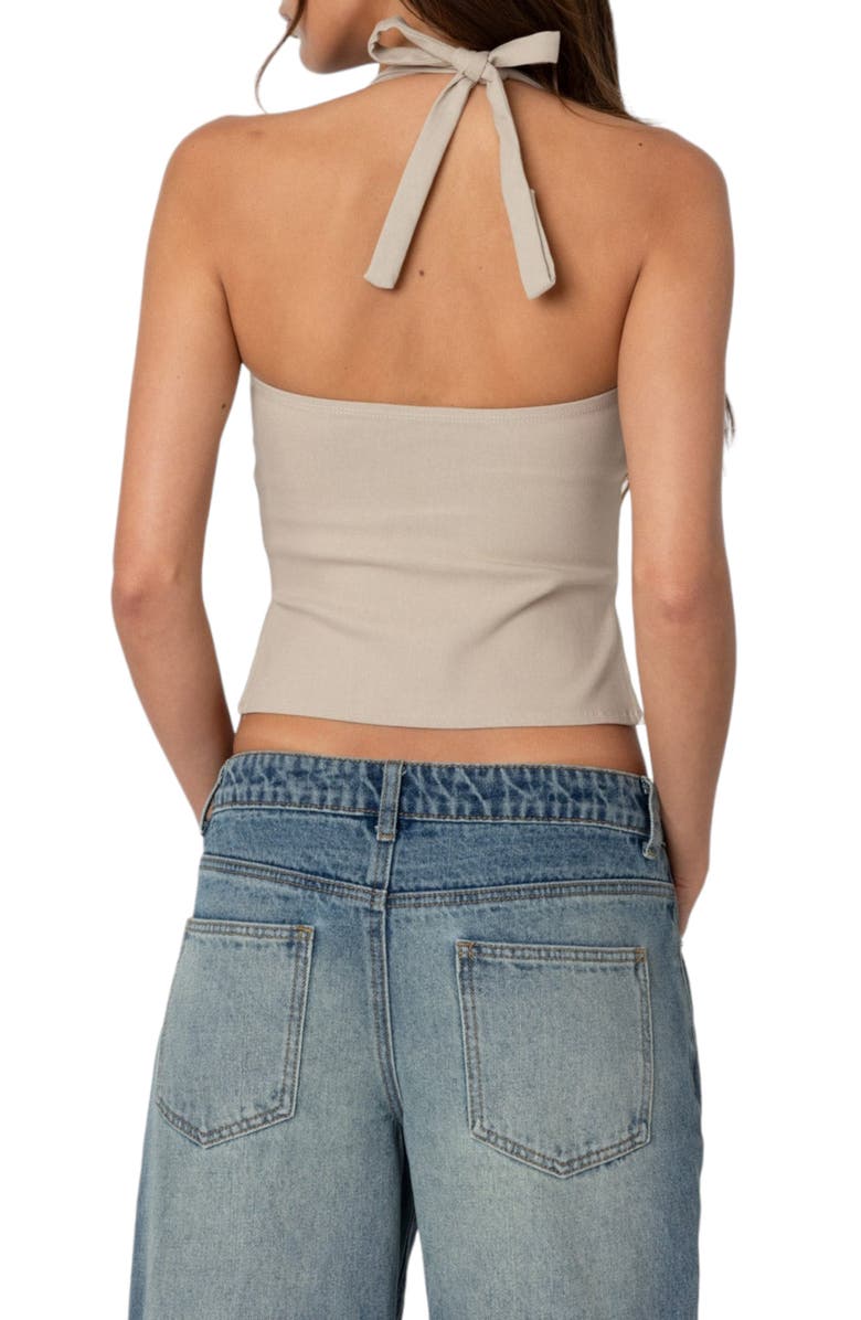 EDIKTED Dara Halter Top, Alternate, color, Beige