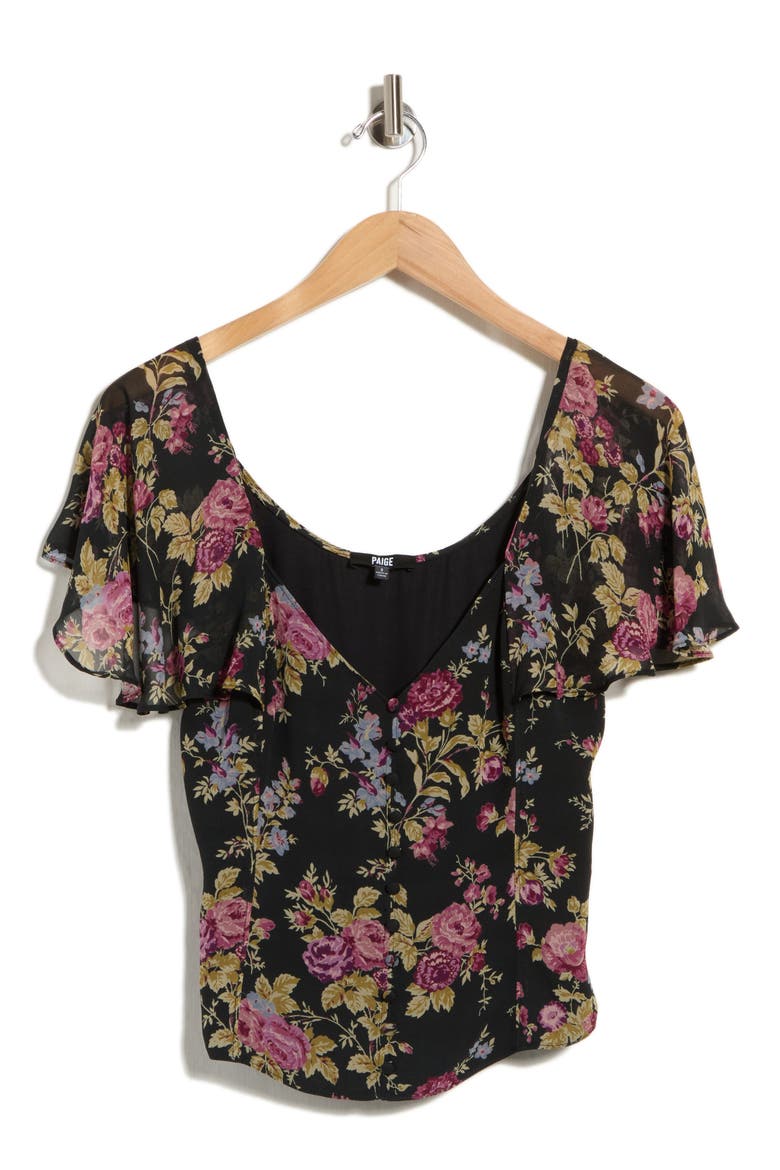 Kiko Floral Button Front Top, Main, color, BLACK MULTI