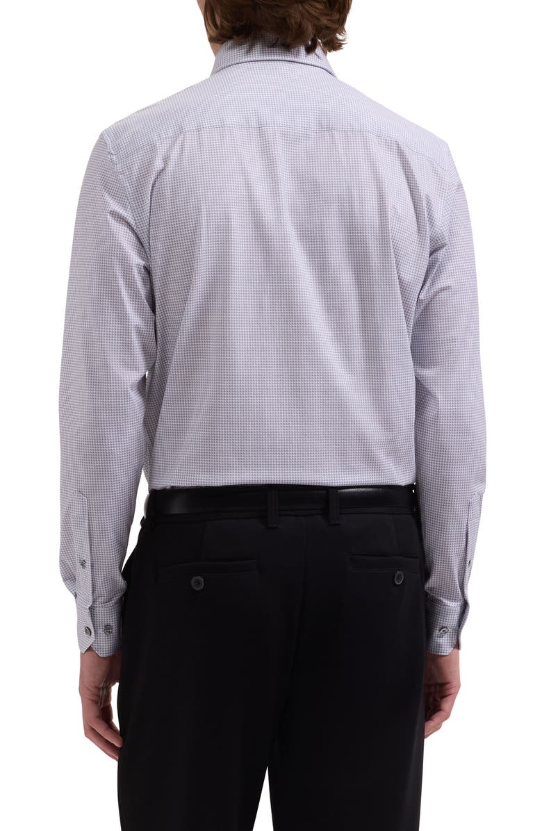 Bugatchi Devon OoohCotton<sup>®</sup> Optical Grid Print Button-Up Shirt, Alternate, color, Platinum