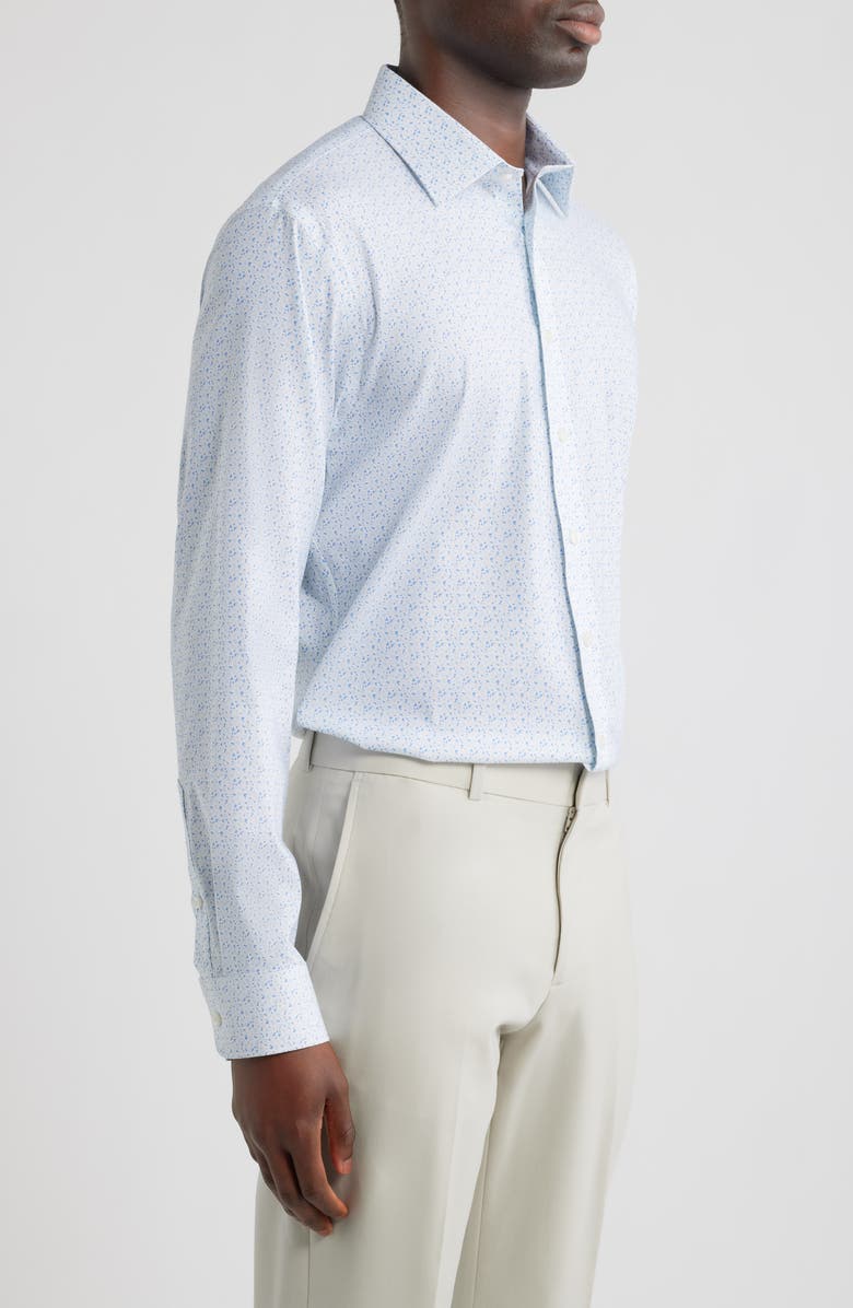 Nordstrom Trim Fit Floral Premium Performance Twill Dress Shirt, Alternate, color, Blue Ashland Pat