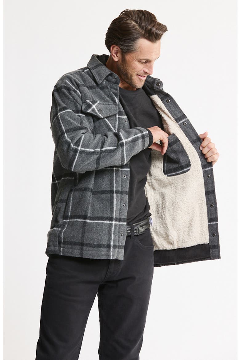 Faux Fur Lined Shirt Jacket, Alternate, color, CHARCOAL PLAID