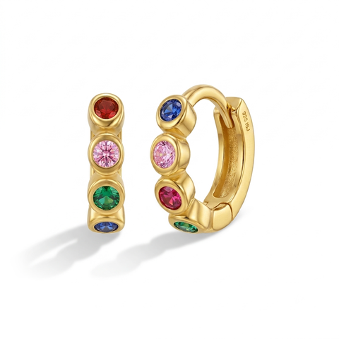 Multicolor Bezel Plated Girl Earrings
