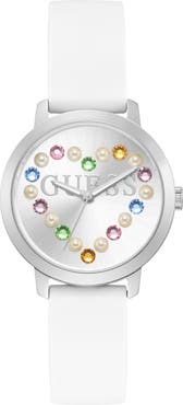 GUESS Devotion Silicone Strap Watch, 36mm