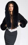 Miss Circle Kali Cropped Faux Fur Jacket With Hood