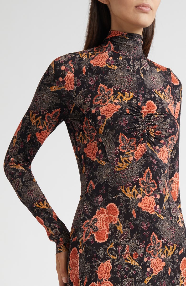 Ulla Johnson Koa Allover Print Long Sleeve Jersey Dress, Alternate, color, Night Lily