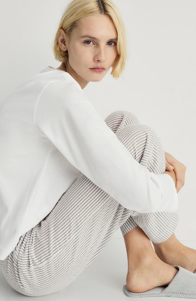 MANGO Stripe Cotton Seersucker Pajamas, Alternate, color, 