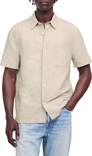 Madewell Short Sleeve Linen & Cotton Button-Up Shirt