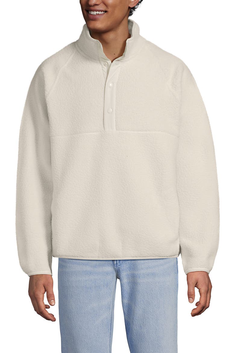 Unisex Snap Neck Fleece Pullover, Alternate, color, Ivory Latte