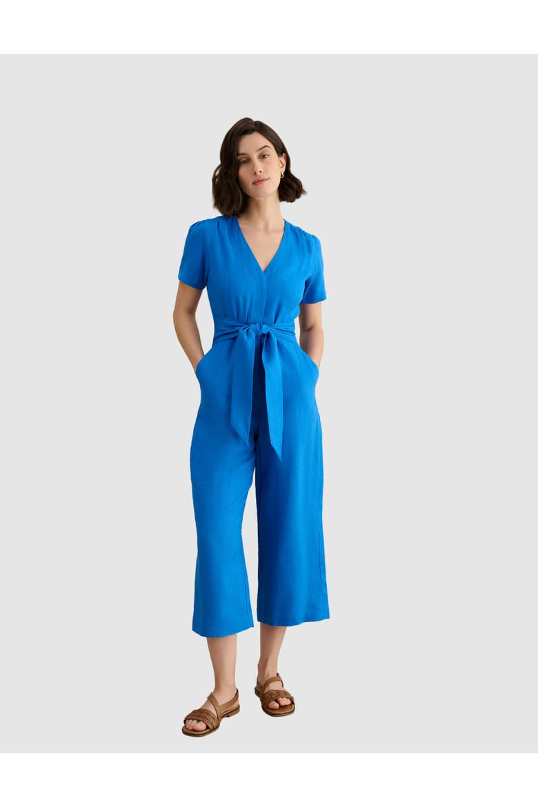 Evie V-Neck Cropped Jumpsuit, Main, color, Sapphire Blue