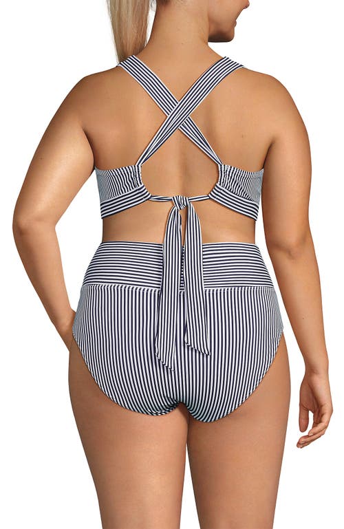 LANDS' END LANDS' END CHLORINE RESISTANT V-NECK MIDKINI SWIMSUIT TOP AND HIGH LEG HIGH WAISTED BOTTOMS 2 PIECE