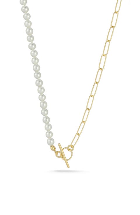 Cultured Freshwater Pearl Paperclip Link Necklace