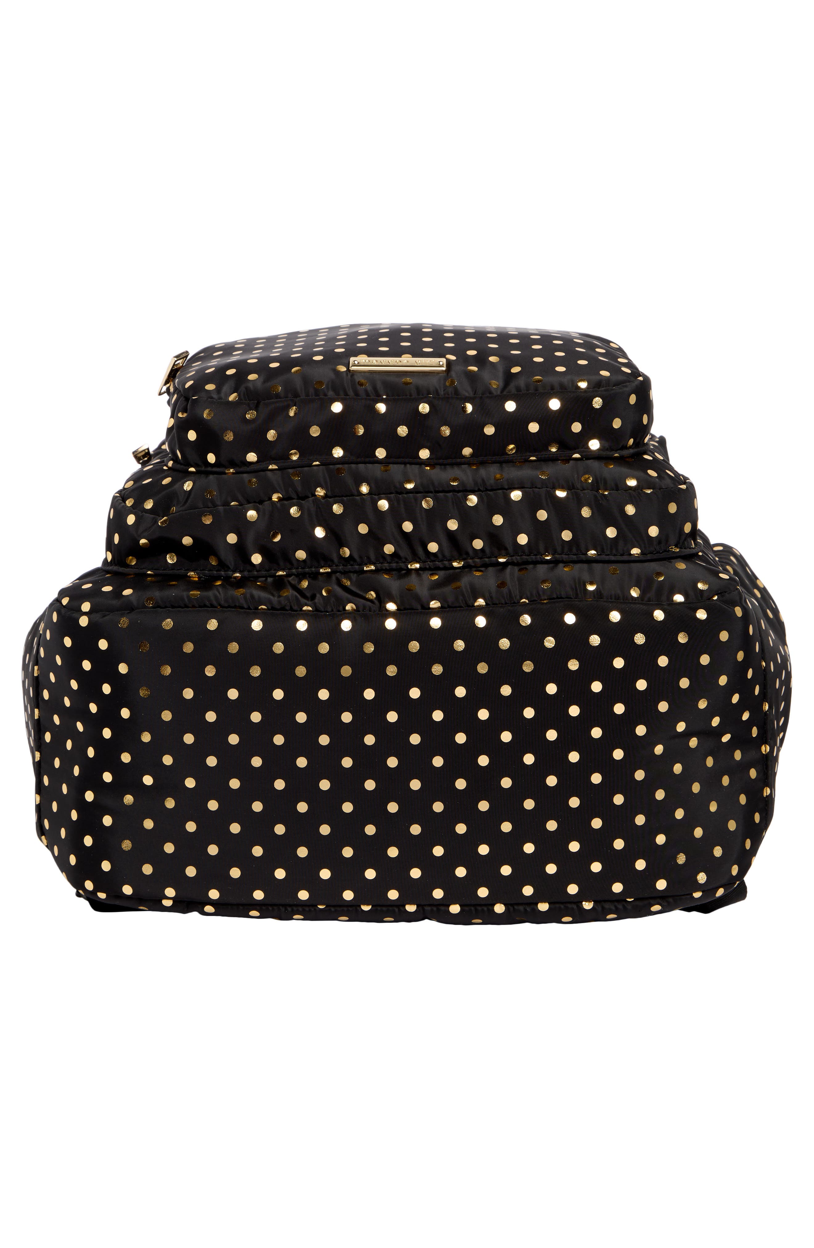 Polka Dot Nylon Dome Backpack, Alternate, color, GOLD FOIL POLKA DOT