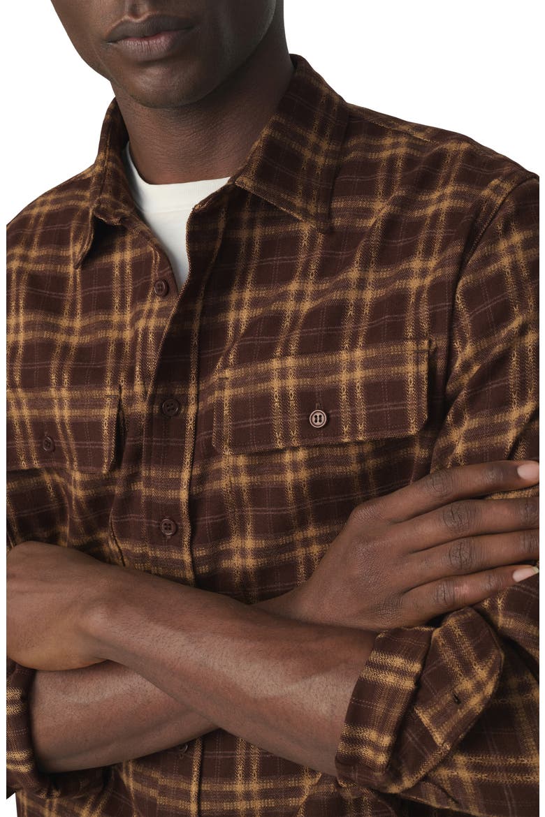 Plaid Double Flap Pocket Button-Up Shirt, Alternate, color, BROWN MULTI