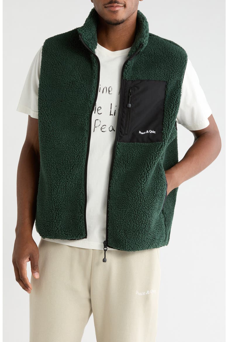 Wordmark Fleece Vest, Main, color, PINE