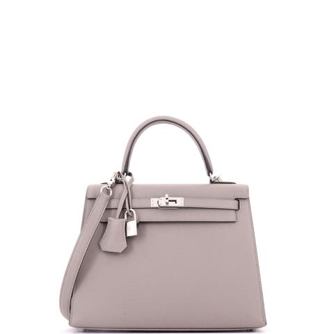 Kelly Handbag Grey Epsom With Palladium Hardware 25