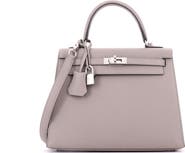 Pre-Owned Hermes Kelly Handbag Grey Epsom With Palladium Hardware 25