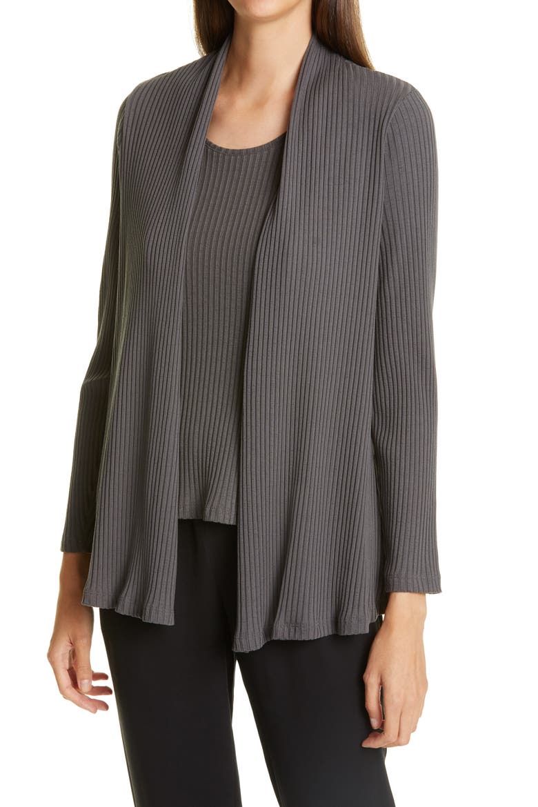 Rib Knit Cardigan, Main, color, BARK