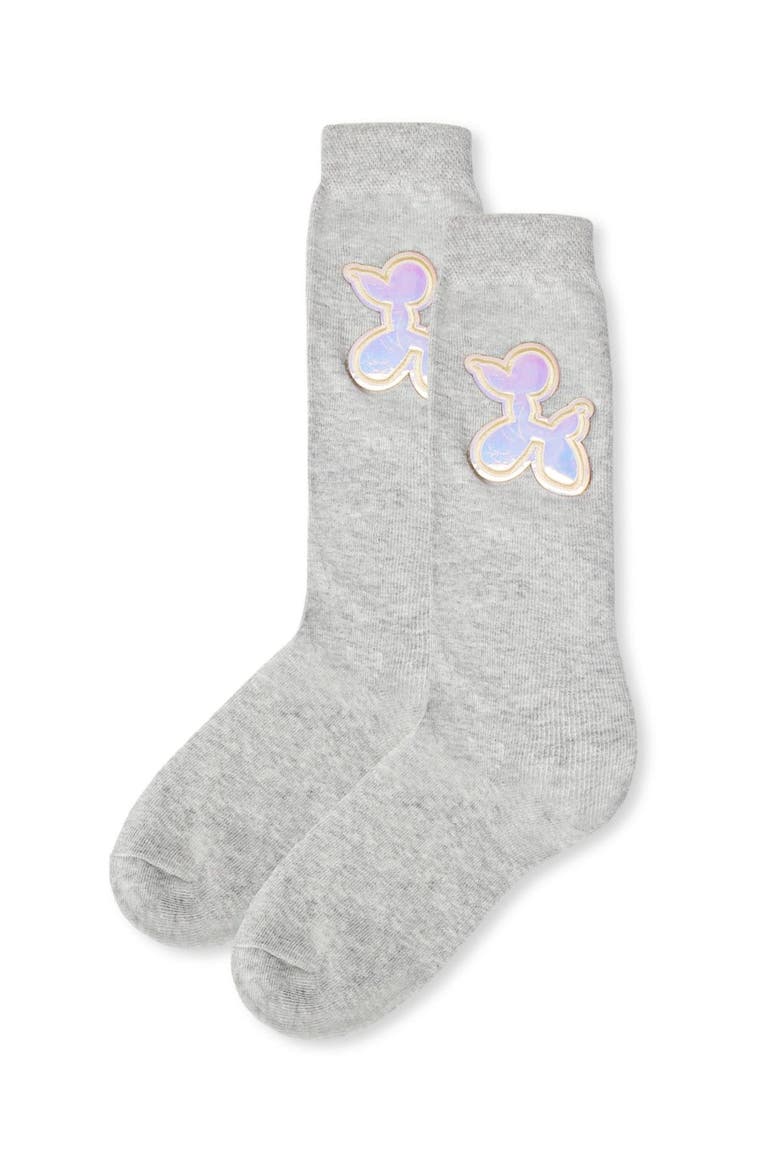 Iridescent Balloon Dog Knee High Sock, Alternate, color, Lt Gray Heather
