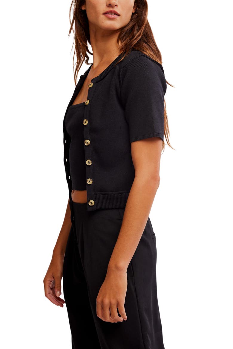 Twosie Cotton Blend Rib Cardigan & Tank Set, Alternate, color, BLACK