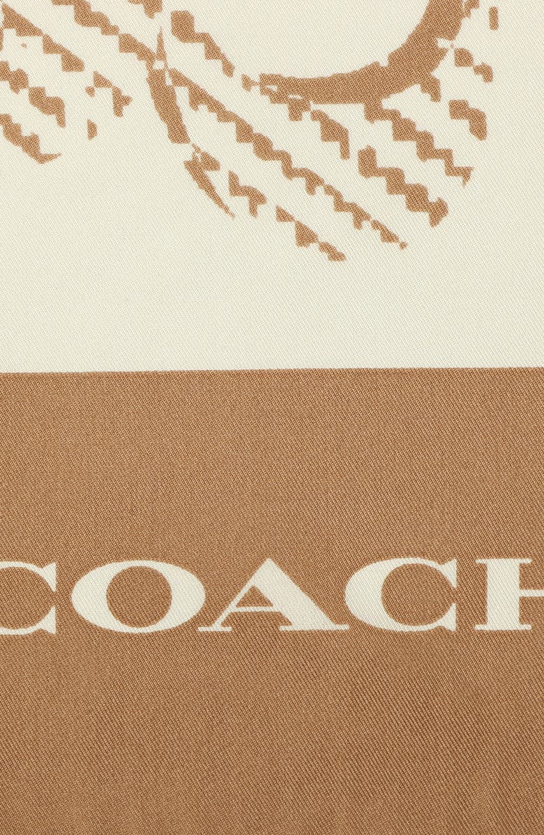 COACH Offset Signature C Silk Square Scarf, Alternate, color, Natural/ Amber