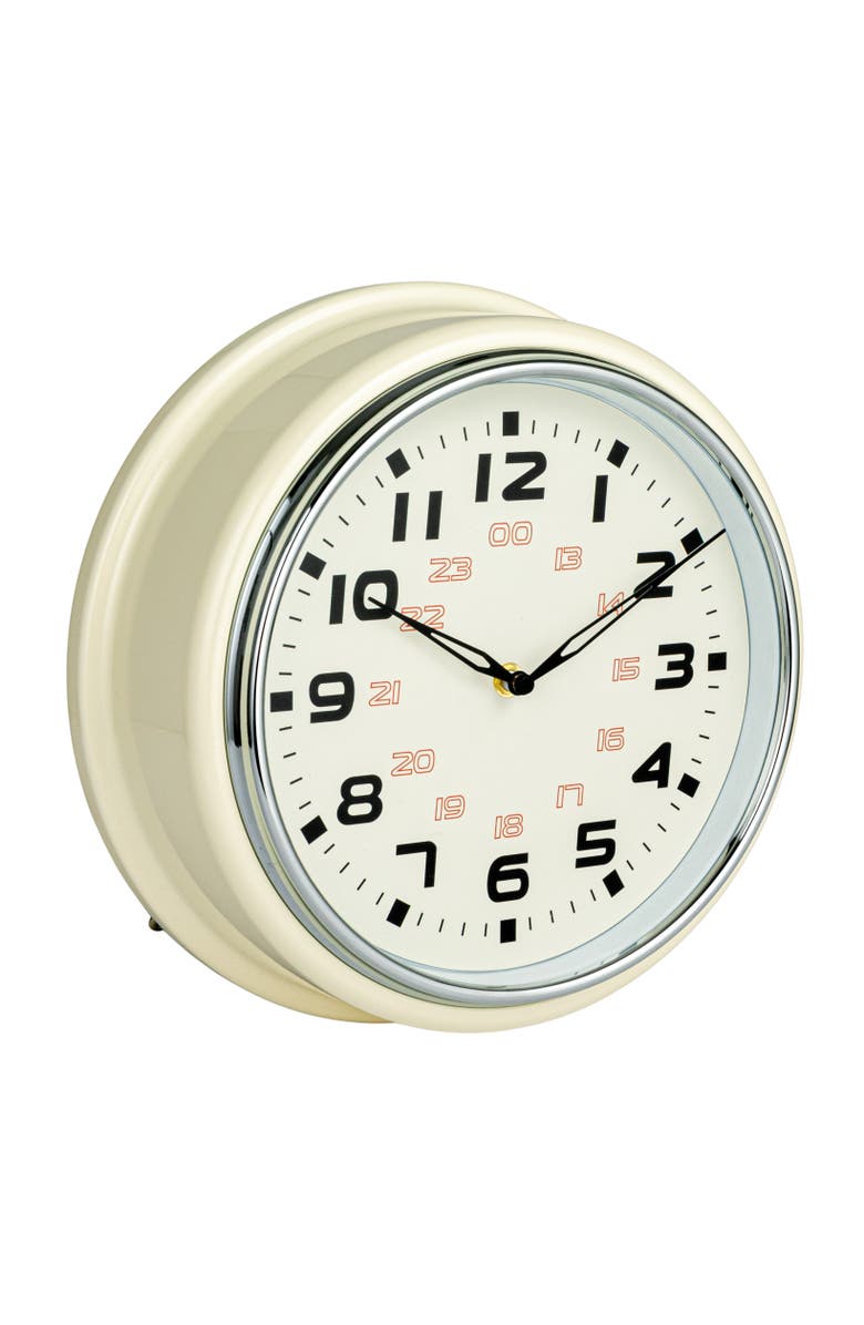 Storied Home Chic Round Wall Clock, Main, color, Cream