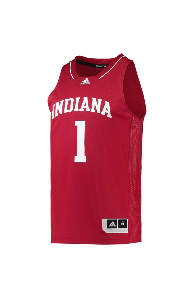 adidas Men's adidas #1 Crimson Indiana Hoosiers Team Swingman Basketball Jersey, Alternate, color, Crimson