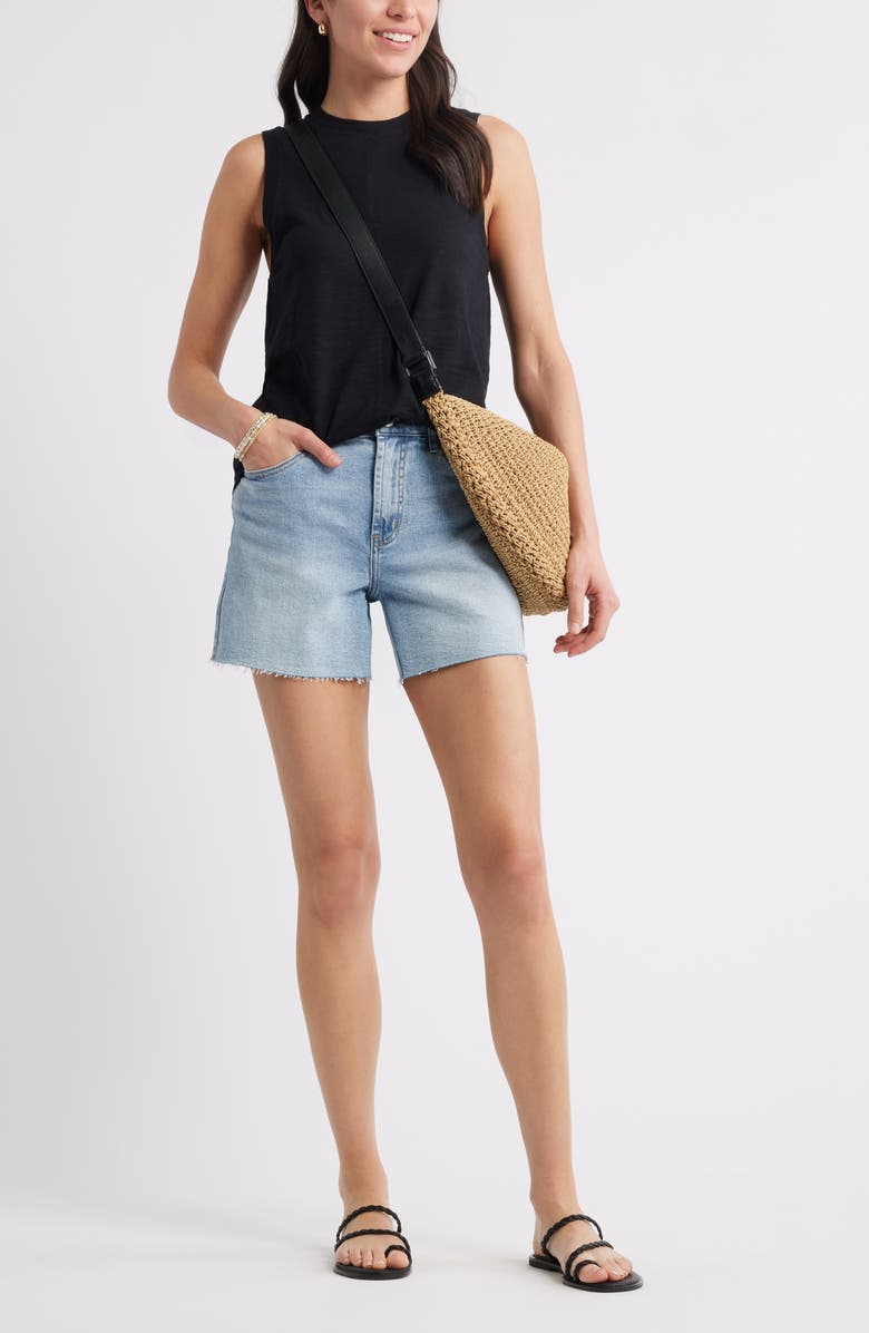 Caslon<sup>®</sup> Sleeveless Cotton Blend Crewneck T-Shirt, Alternate, color, Black