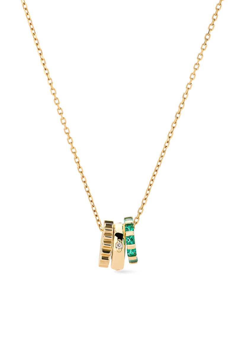 Ana Luisa Solid Yellow Gold - Emerald Zeno Charm Necklace, Main, color,