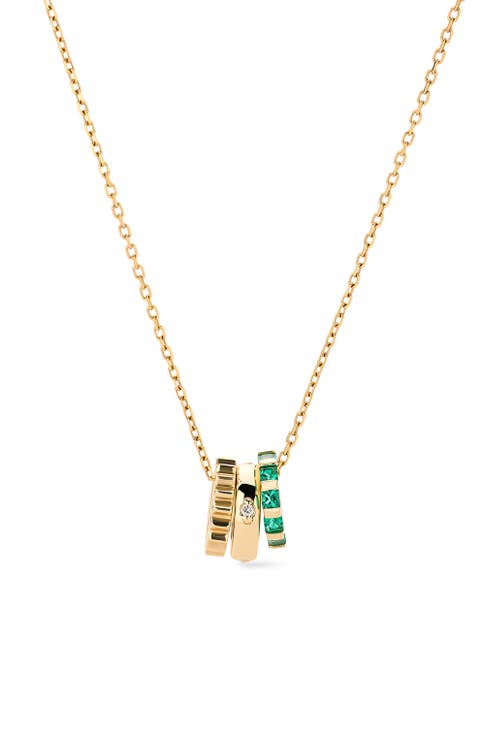 Solid Yellow Gold - Emerald Zeno Charm Necklace