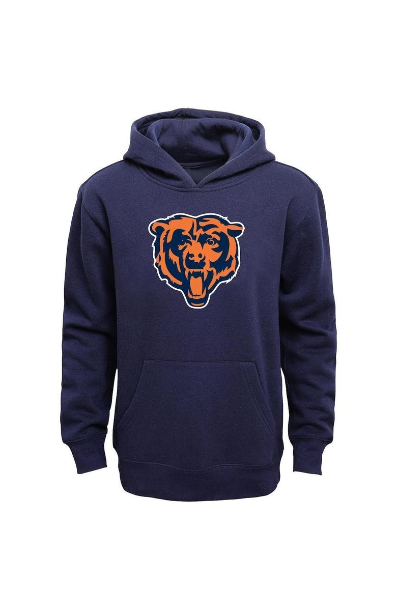 Outerstuff Chicago Bears Youth Primary Logo Team Color Fleece Pullover Hoodie - Navy Blue, Main, color,