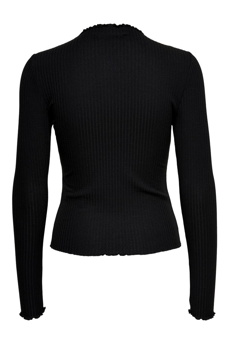 Emma Funnel Neck Ribbed Sweater, Alternate, color, BLACK