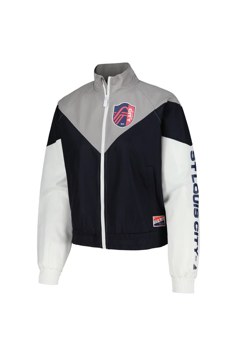 Women's 5th & Ocean by New Era Navy St. Louis City SC Cropped Full-Zip Windbreaker Jacket, Alternate, color, Navy